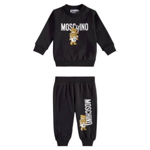 Комплект из хлопковой детской кофты и штанов Moschino Kids, цвет nero/black