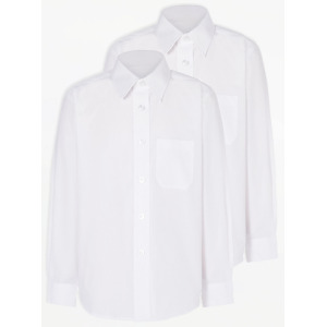 Белая школьная рубашка с длинным рукавом для мальчиков (2 шт.) George., белый