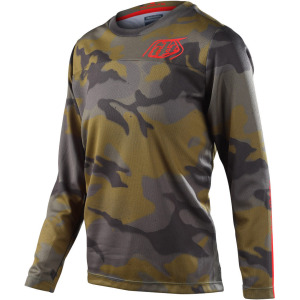 Майка Troy Lee Designs Flowline Spray Camo Молодежная велосипедная, зелено-камуфляж