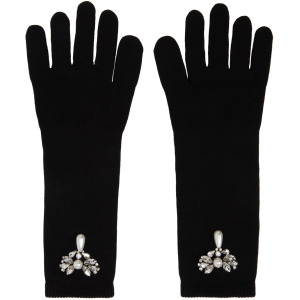 Перчатки с украшением из кластера черных кристаллов Simone Rocha