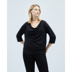 Женская футболка с драпированным вырезом Couchel, черный