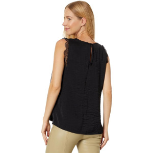 Блуза Vince Camuto Crew Neck Shirred Neck Blouse, цвет Rich Black