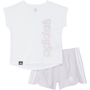 Детский набор Adidas Graphic Tee & Mesh Shorts Set, белый