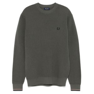 Свитер вафельной вязки Fred Perry, зеленый