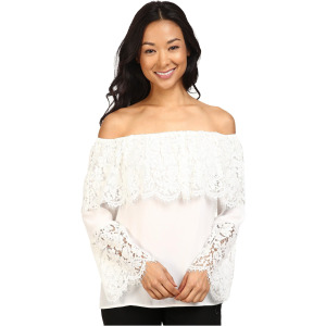 Блуза Vince Camuto Lace Bell Sleeve Off Shoulder Blouse, цвет New Ivory