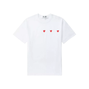 Футболка с тройными сердечками Comme Des Garcons Play, белый