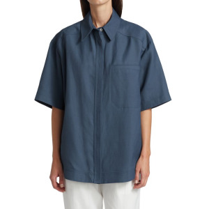 Рубашка Saks Fifth Avenue оверсайз с коротким рукавом, синий