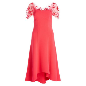Коктейльное платье THEIA с драпировкой из бисера riley high-low, hibiscus