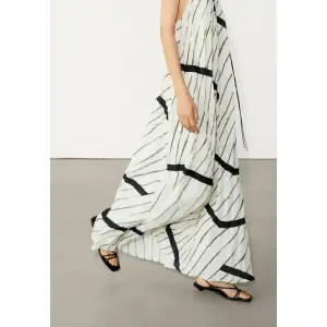 Длинное платье Stripe Print Halter Massimo Dutti, бежевое