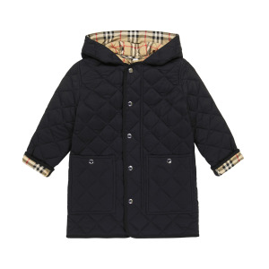 Стеганое пальто в клетку vintage check Burberry Kids, черный