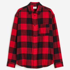 Рубашка H&M Relaxed Fit Flannel, красный