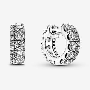 Серьги Pandora Double Band Pavé, серебро