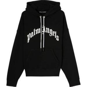 Худи Palm Angels Curved Logo Hoody 'Black/White', черный