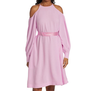 Платье Stella McCartney с открытыми плечами и поясом, розовый