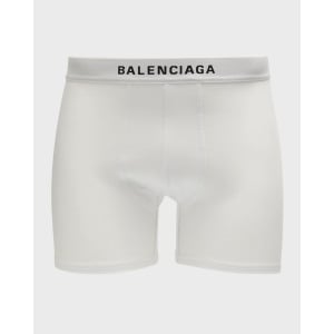 Мужские трусы-боксеры с логотипом из хлопка и стрейча Balenciaga, белый/черный