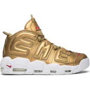 Кроссовки Nike Supreme x Air More Uptempo 'Metallic Gold', золотой