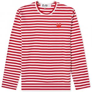 Comme des Garcons Play Long Sleeve Heart Stripe Logo Tee