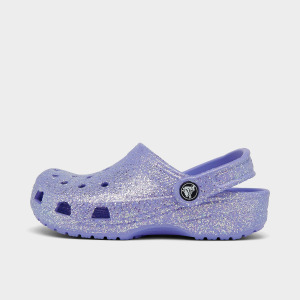 Классические блестящие сабо Crocs для девочек для маленьких детей, фиолетовый