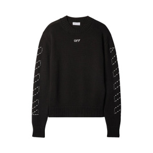 Толстовка Off-White Stitch Arrow Diags Knit Crewneck, черный/белый