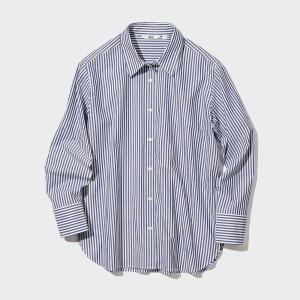 Рубашка в полоску Uniqlo Cotton, темно-синий