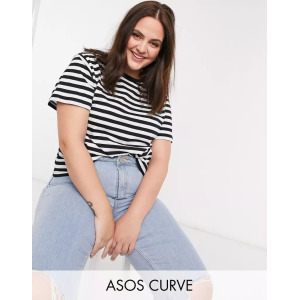 Футболка в черно-белую полоску ASOS DESIGN Curve Ultimate