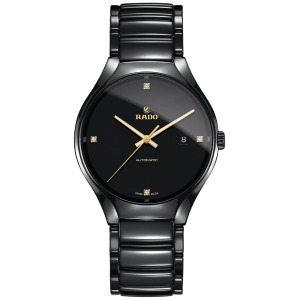 Швейцарские автоматические часы-унисекс с керамическим браслетом и акцентом из настоящего черного бриллианта, 40 мм R27056712 Rado