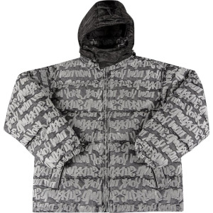 Пуховик Supreme Fat Tip Jacquard Denim Puffer Jacket 'Black', черный