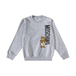 Толстовка из хлопкового джерси с изображением медвежонка Тедди Moschino Kids, цвет grigio ch.m/grisette