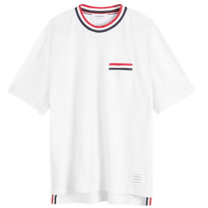 Футболка Thom Browne Stripe Tipped Textured T-Shirt, белый