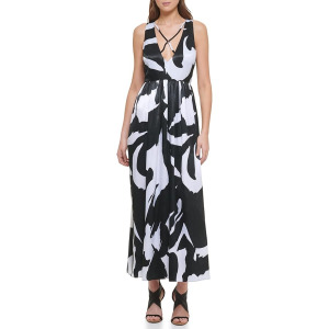 Платье DKNY Sleeveless Printed Maxi, цвет White/Black Multi