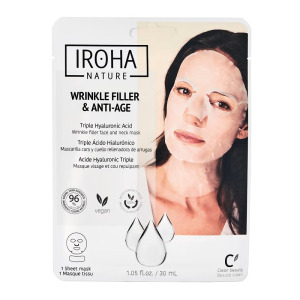 IROHA nature Wrinkle Filler & Anti-Age Tissue Face & Neck Mask Тканевая маска против морщин для лица и шеи с гиалуроновой кислотой 30мл