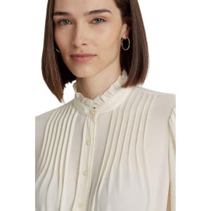 Блуза LAUREN Ralph Lauren Pleated Georgette Blouse, цвет Mascarpone Cream