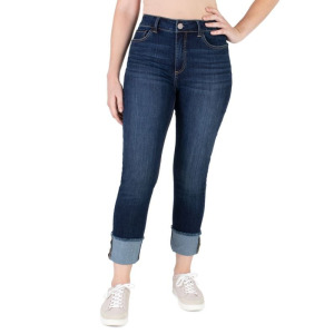 Узкие прямые джинсы Seven7 с высокой посадкой и высокими манжетами, голубой