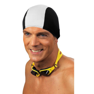 Детская текстильная шапочка для плавания Sport-Thieme, черно-белая, черный