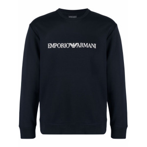 Emporio Armani толстовка с круглым вырезом и логотипом, синий