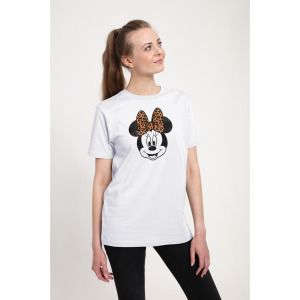 Футболка с принтом DISNEY CLASSIC MICKEY MODERN MINNIE FACE LEOPARD Disney, белый