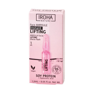 IROHA nature Instant Flash Lifting Face Ampoule лифтинг и укрепляющая ампула для лица с соевым протеином и гиалуроновой кислотой 1,5мл