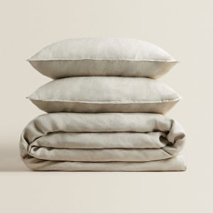 Пододеяльник Zara Home Washed Linen (160 GSM), 200x200, светло-бежевый