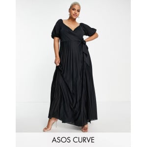 Черное платье макси со сборками спереди ASOS DESIGN Curve - BLACK