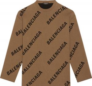 Balenciaga Allover Logo Crewneck Black