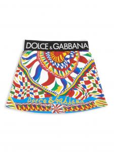 Юбка для маленьких девочек логотипом на поясе и поясом с принтом DOLCE&GABBANA, разноцветный