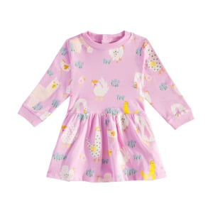 Детское платье из хлопка с принтом Stella Mccartney Kids, цвет prugna/multicolor