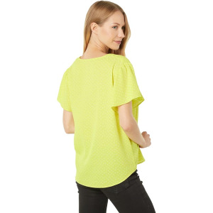 Блуза Vince Camuto Short Sleeve Split-Neck Dot Blouse, цвет Chartreuse