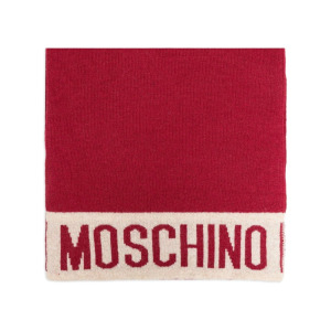 Moschino шарф с логотипом, связанный интарсией, красный