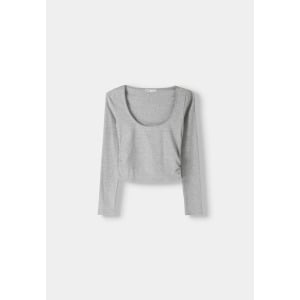 Топ с длинными рукавами LONG SLEEVE WITH GATHERED SIDES Bershka, цвет Mottled Grey