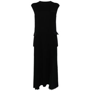 sacai sleeveless ribbed-knit maxi dress, синий