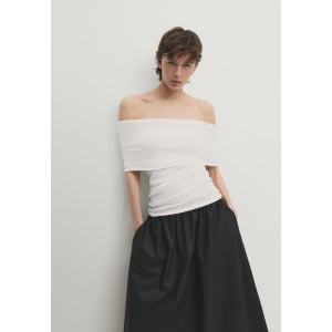 Блузка Off-The-Shoulder Massimo Dutti, белая