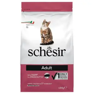 Сухой корм для взрослых кошек с ветчиной Schesir, 2 х 1,5 кг