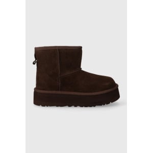 Детские замшевые зимние ботинки CLASSIC MINI PLATFORM Ugg, коричневый