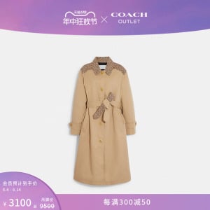 Ветровка классическая женская Coach Outlet с логотипом, хаки